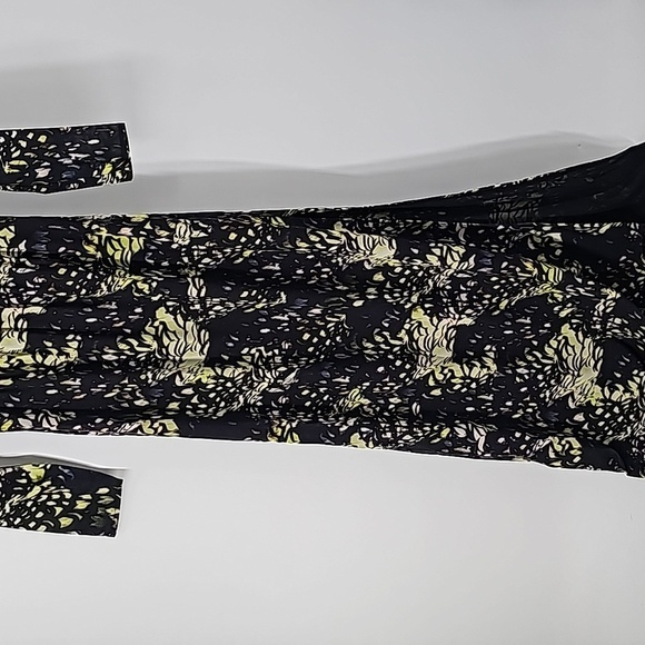 Marciano Black w Green Dark Forest Floral Deep Whimsigoth Vneck Maxi Dress - Picture 9 of 16